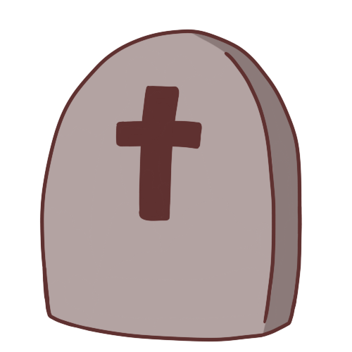 A drawing of a tombstone with a cross on it